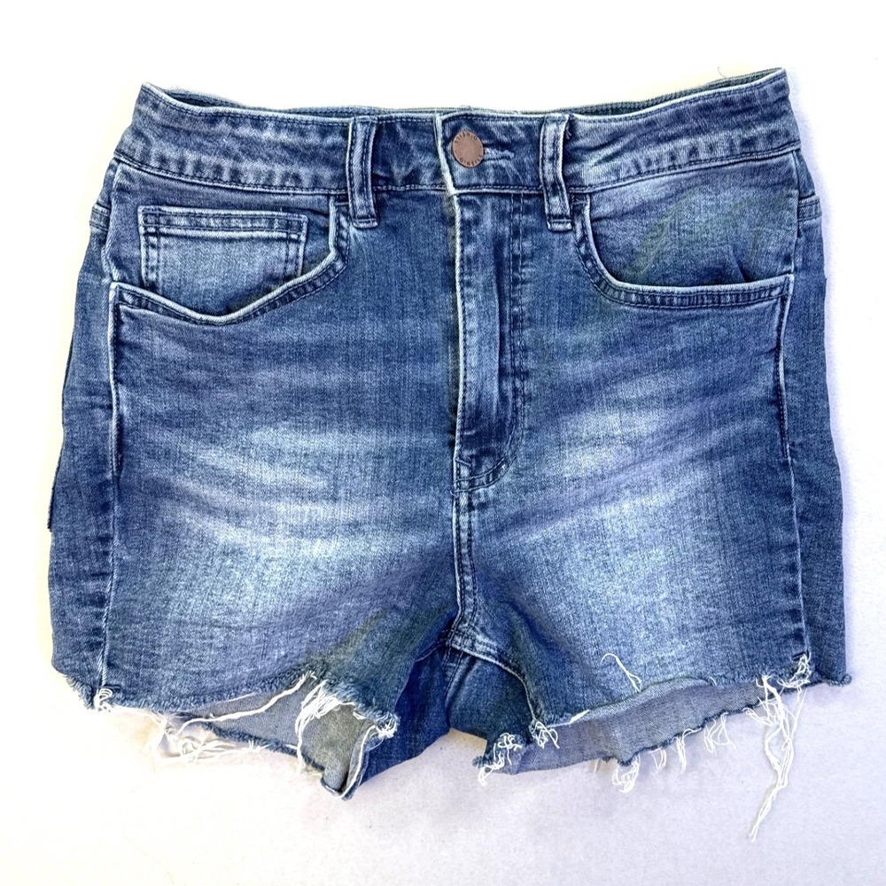 ONeill Womens High Rise Raw Hem Denim Shorts Medium Wash Blue Size 27
